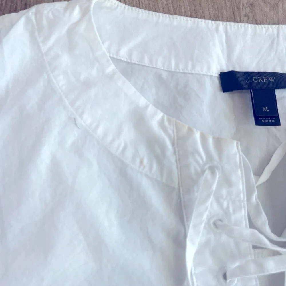 J. Crew White Lace Up Cotton Shift Dress